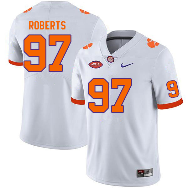 Men #97 Andrew Roberts Clemson Tigers College Football Jerseys Sale-White - Click Image to Close